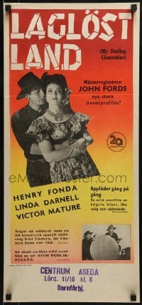 1t092 MY DARLING CLEMENTINE Swedish stolpe 1947 John Ford, Victor Mature, Linda Darnell, Fonda!