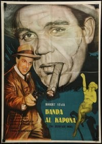 1t336 SCARFACE MOB Yugoslavian 19x27 1962 art of Robert Stack as Eliot Ness & Brand as Al Capone!