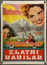 1t341 SOLID GOLD CADILLAC Yugoslavian 20x27 1956 different art of Holliday & Paul Douglas in car!
