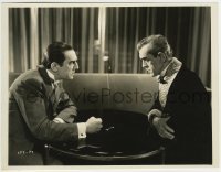 1w154 BLACK CAT 8x10.25 still 1934 wonderful image of Karloff & Lugosi at table with key between!