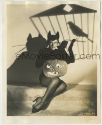 1w157 CAT & THE CANARY candid deluxe 8x10.25 still 1939 Paulette Goddard in cat suit by bird shadow!