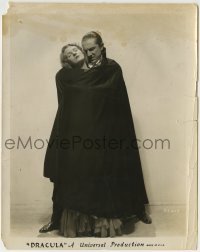 1w138 DRACULA 8x10.25 still 1931 classic close up of Bela Lugosi with cape around Helen Chandler!