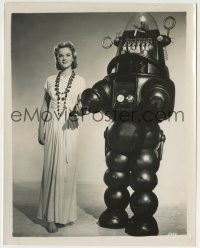 1w186 FORBIDDEN PLANET 8x10 still 1956 perfectly formed Anne Francis stands by Robby the Robot