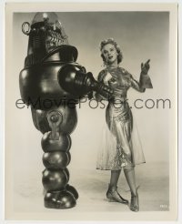 1w183 FORBIDDEN PLANET 8x10 still 1956 Anne Francis in copper & plastic outfit by Robby the Robot!