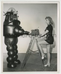 1w181 FORBIDDEN PLANET 8.25x10 still 1956 Anne Francis dictates letter for Robby the Robot to type!