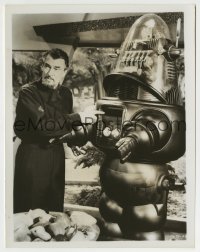 1w187 FORBIDDEN PLANET 8x10.25 still 1956 great close up of Walter Pidgeon with Robby the Robot!