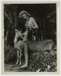 1w184 FORBIDDEN PLANET 8x10 still 1956 beautiful Anne Francis plays with forest deer on Altair-4!