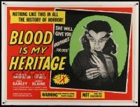 1w073 BLOOD OF DRACULA linen British quad 1957 Blood is My Heritage, really different & ultra rare!