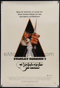 1w098 CLOCKWORK ORANGE linen X-rated 1sh 1972 Stanley Kubrick, Castle art of Malcolm McDowell!
