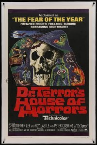 1w100 DR. TERROR'S HOUSE OF HORRORS linen 1sh 1965 Christopher Lee, cool horror montage art!