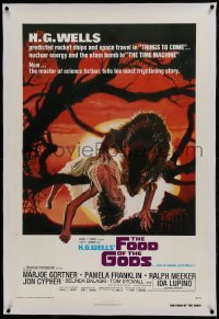 1w101 FOOD OF THE GODS linen 1sh 1976 artwork of giant rat feasting on dead girl by Drew Struzan!