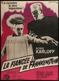 1w044 BRIDE OF FRANKENSTEIN French 1p R1964 Boris Karloff as the monster with Elsa Lanchester!