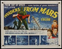 1w010 INVADERS FROM MARS linen 1/2sh 1953 classic, hordes of green monsters from outer space!