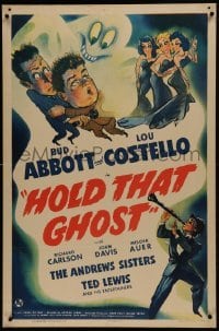1w054 HOLD THAT GHOST 1sh 1941 great art of scared Bud Abbott & Lou Costello + sexy babes, rare!