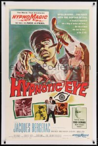 1w104 HYPNOTIC EYE linen 1sh 1960 Jacques Bergerac, cool hypnosis art, stare if you dare!