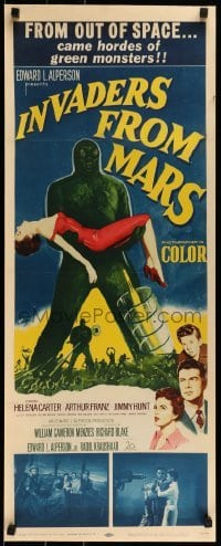 1w002 INVADERS FROM MARS insert 1953 classic, art of hordes of green monsters from outer space!