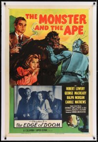 1w117 MONSTER & THE APE linen chapter 2 1sh R1956 sci-fi art of giant gorilla battling funky robot!