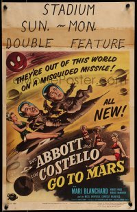 1w016 ABBOTT & COSTELLO GO TO MARS WC 1953 art of wacky astronauts Bud & Lou in outer space!