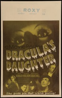1w019 DRACULA'S DAUGHTER WC 1936 Gloria Holden, Universal vampire horror, different image, rare!