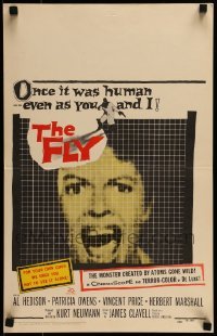 1w021 FLY WC 1958 classic sci-fi, great close up of girl screaming as seen through fly's eyes!