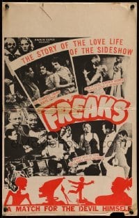 1w022 FREAKS WC R1949 Tod Browning, love life of the sideshow, watch for the Devil himself, rare!