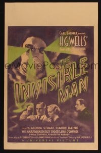 1w026 INVISIBLE MAN WC 1933 James Whale classic, Claude Rains, H.G. Wells, wonderful sci-fi image!