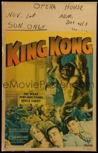 1w027 KING KONG WC R1942 different art of ape attacking + Fay Wray, Armstrong & Cabot, ultra rare!