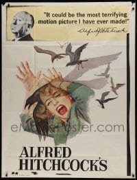 1x063 BIRDS INCOMPLETE 3sh 1963 director Alfred Hitchcock shown, Tippi Hedren, classic attack art!
