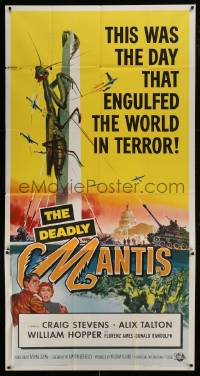 1x064 DEADLY MANTIS 3sh 1957 classic art of giant insect on Washington Monument by Ken Sawyer