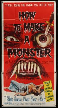 1x066 HOW TO MAKE A MONSTER 3sh 1958 ghastly ghouls, it will scare the living yell out of you!