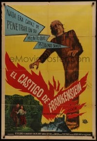 1x084 EVIL OF FRANKENSTEIN Argentinean 1964 Peter Cushing, Hammer horror, cool monster artwork!