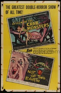 1x317 ATTACK OF THE CRAB MONSTERS/NOT OF THIS EARTH 1sh 1957 greatest double-horror show!
