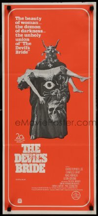 1x109 DEVIL'S BRIDE Aust daybill 1968 Christopher Lee, Terence Fisher Hammer horror!