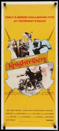 1x119 KNIGHTRIDERS Aust daybill 1981 George A. Romero, Ed Harris on medieval motorcycle!