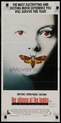 1x135 SILENCE OF THE LAMBS Aust daybill 1991 Anthony Hopkins, great image of Jodie Foster w/moth!