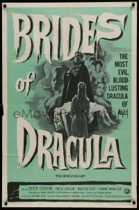 1x325 BRIDES OF DRACULA 1sh 1960 Terence Fisher, Hammer, Peter Cushing as Van Helsing!