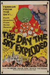 1x344 DAY THE SKY EXPLODED 1sh 1961 terror from the sky, art of Earth attacked from outer space!