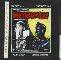1x002 METROPOLIS English glass slide 1927 Fritz Lang classic, different image of robot by city!