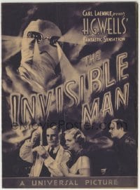 1x025 INVISIBLE MAN herald 1933 James Whale, H.G. Wells, bandaged Claude Rains w/ rays from eyes!