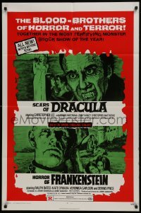 1x370 HORROR OF FRANKENSTEIN/SCARS OF DRACULA 1sh 1971 with the blood-brothers of horror & terror!