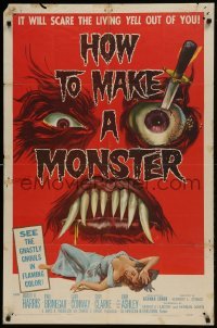 1x371 HOW TO MAKE A MONSTER 1sh 1958 ghastly ghouls, it will scare the living yell out of you!