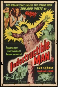 1x377 INDESTRUCTIBLE MAN 1sh 1956 Lon Chaney Jr. as inhuman, invincible, inescapable monster!