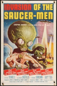1x381 INVASION OF THE SAUCER MEN 1sh 1957 classic Kallis art of cabbage head aliens & sexy girl!