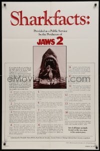 1x385 JAWS 2 1sh 1978 art of giant shark attacking girl on water by Feck + cool shark facts!