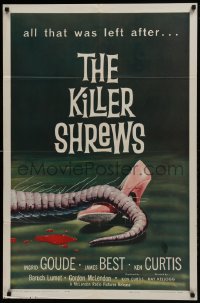1x387 KILLER SHREWS 1sh 1959 classic horror art of all that was left after the monster attack!