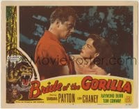 1x194 BRIDE OF THE GORILLA LC #8 1951 close up of Raymond Burr grabbing sexy exotic Carol Varga!