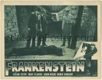 1x209 FRANKENSTEIN LC R1947 John Boles & Van Sloan w/ Colin Clive by fallen monster Boris Karloff!