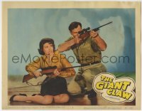 1x214 GIANT CLAW LC #7 1957 close up of Jeff Morrow & sexy Mara Corday pointing their rifles!