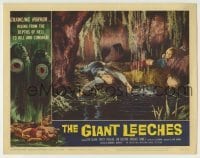 1x215 GIANT LEECHES LC #4 1959 close up of incapacitated victims of wacky monsters in cave!