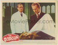 1x216 GORGON LC 1964 Peter Cushing examines woman's dead body under sheet, Hammer horror!